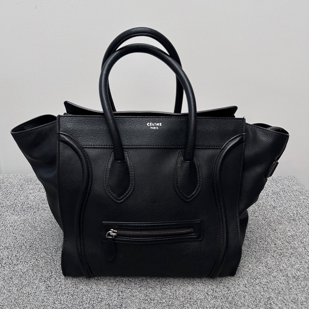Celine Phantom Luggage Tote in Black Calfskin Leather